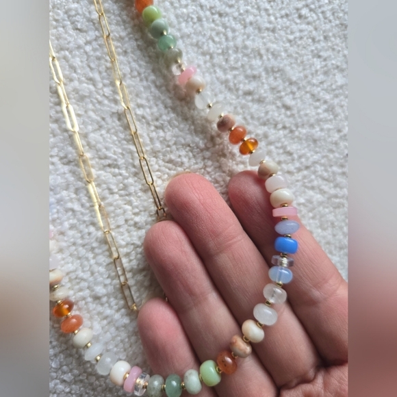 Anthropologie, Serefina, Beaded and Chain Link Necklace Set, Gold/Multi - NWT! - Picture 2 of 4